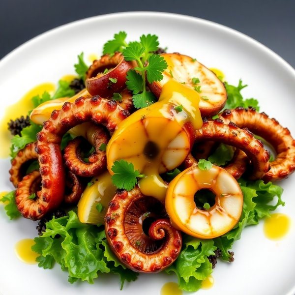 Grilled Boletus and Octopus Salad