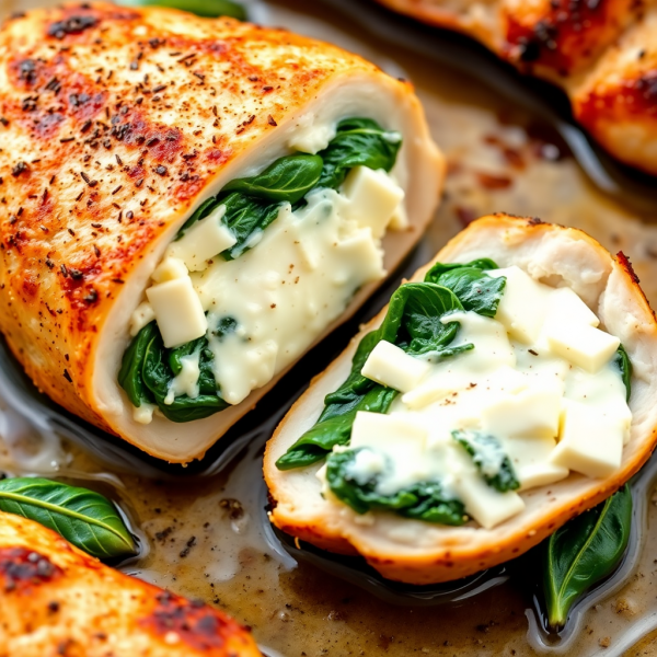 Cheesy Spinach Stuffed Chicken Breast