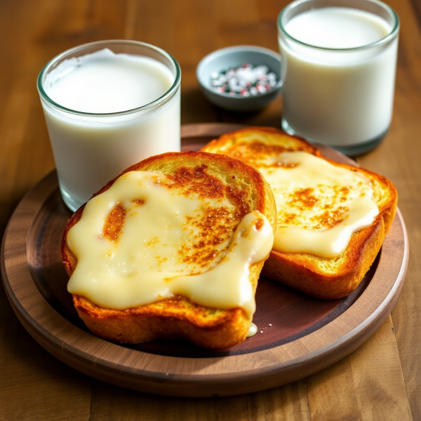 Cheesy Buttered Toast with Milk