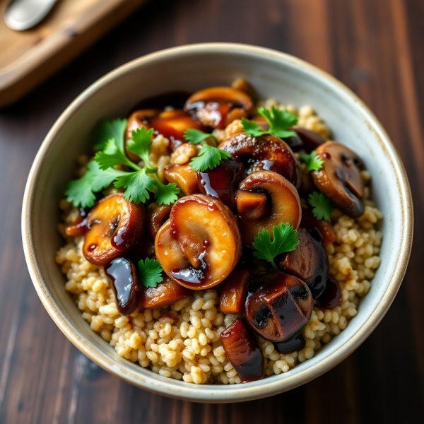 Caramelized Onion and Mushroom Quinoa Bowl
