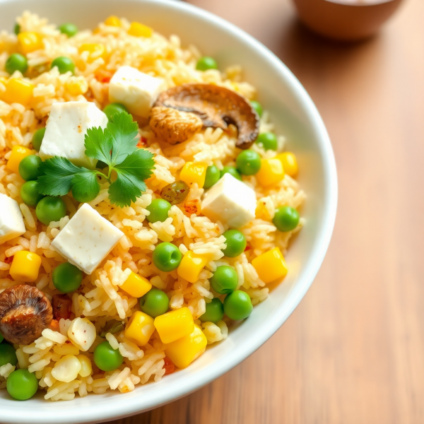 Spicy Basmati Rice Pilaf with Veggies and Paneer
