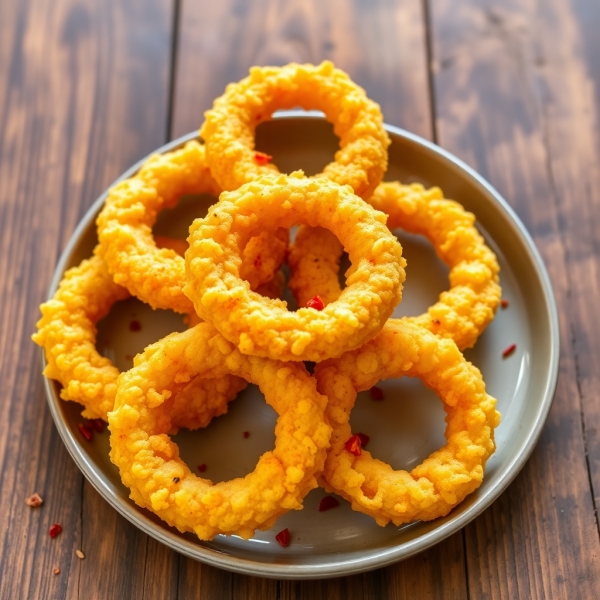 Spicy Baked Onion Rings with Chickpea Flour