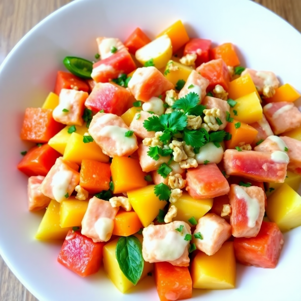 Spicy Seafood Fruit Salad with Creamy Dressing