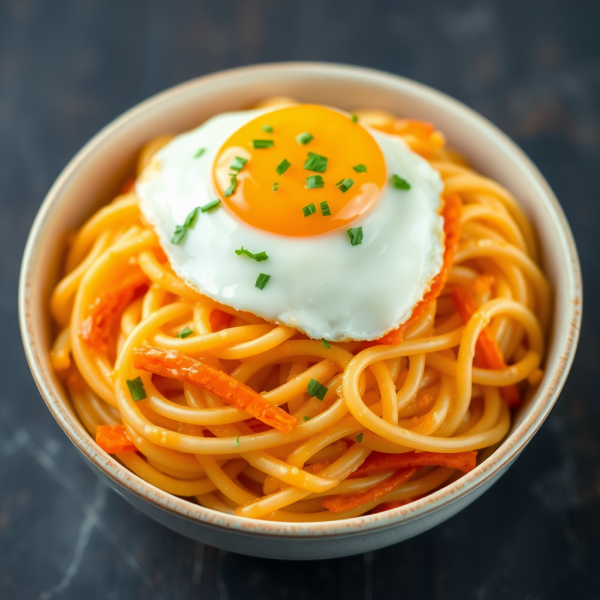 Cheesy Paprika Rice Noodle Bowl