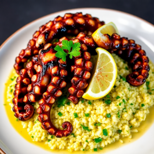 Grilled Octopus with Lemon Herb Quinoa