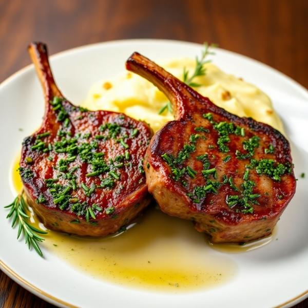 Herb-Crusted Lamb Chops with Garlic Mashed Potatoes