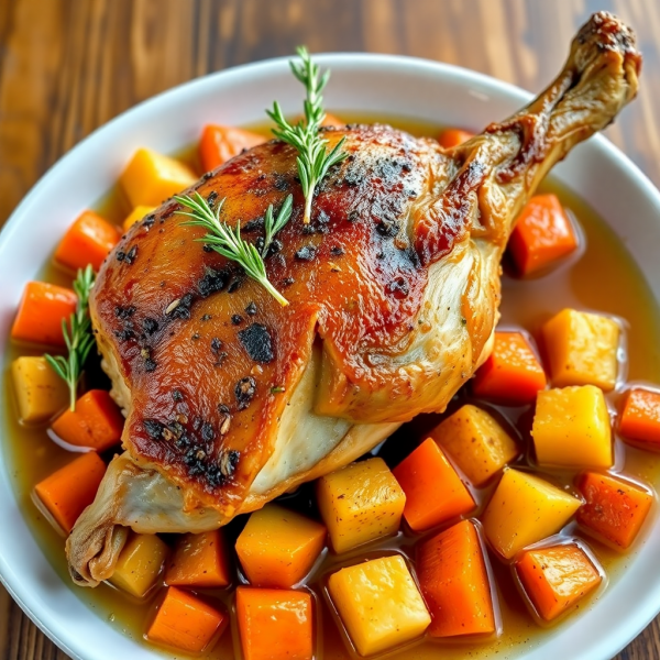 Herb-Roasted Rabbit with Garlic and Vegetables