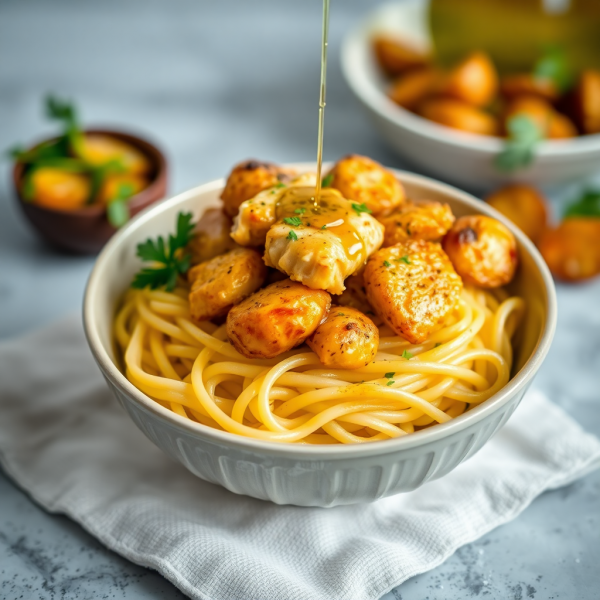 Persian Chicken Pasta with Herbed Potatoes