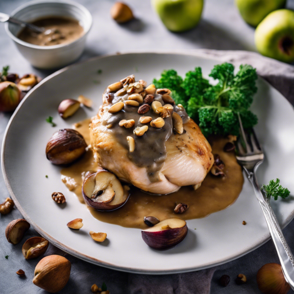 Apple Stuffed Chicken with Mushroom and Nut Sauce