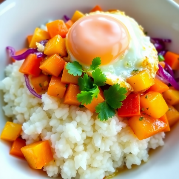 Spicy Egg & Vegetable Rice Bowl